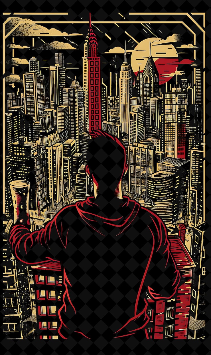 PSD hombre sosteniendo una cerveza con un paisaje urbano en el fondo detalle ilustración plana diseño de cultura de cerveza