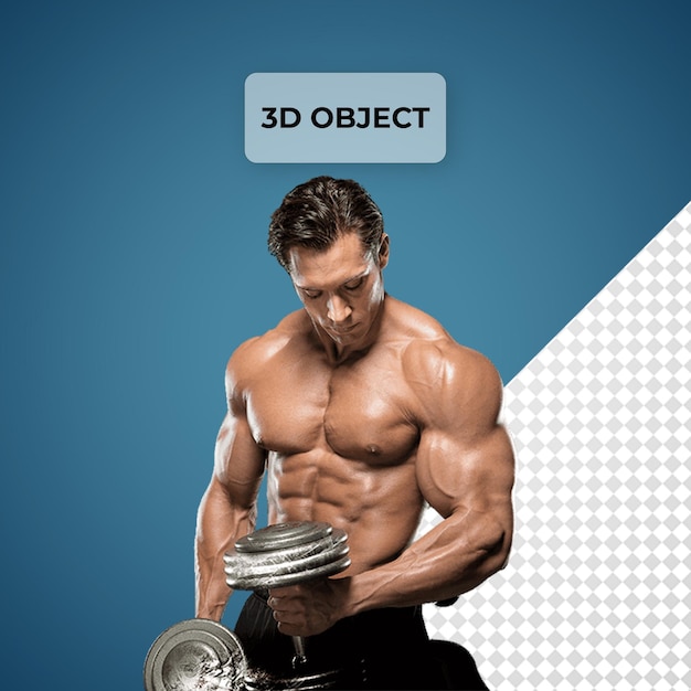 un hombre sosteniendo una pila de pesas con las palabras 3D impresas en la parte posterior