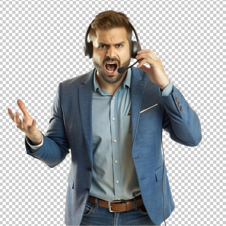 PSD hombre de telemarketing frustrado