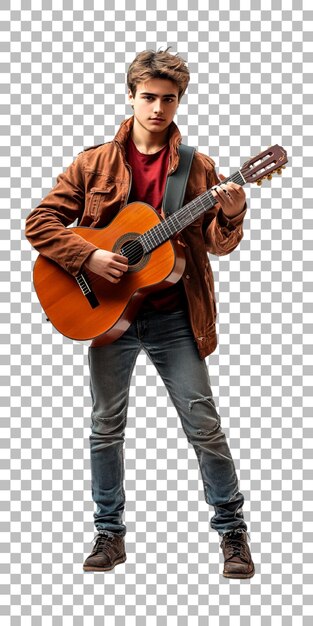un hombre tocando una guitarra con una imagen de un hombre tocado una guitarra