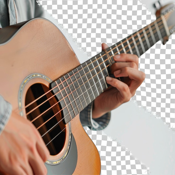 PSD un hombre tocando una guitarra con un logotipo en la parte inferior