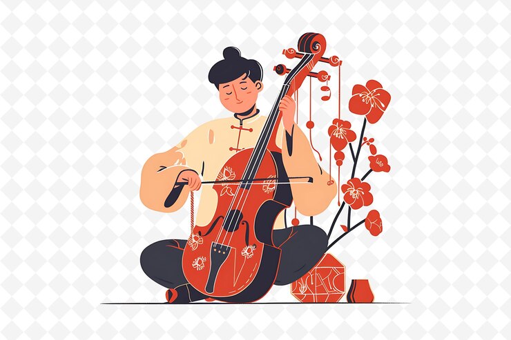 PSD un hombre tocando el violonchelo con un fondo rojo y una foto en blanco y negro de un hombre jugando el violoncelo