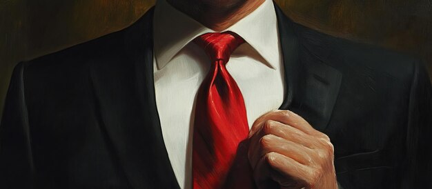 Hombre con un traje ajustando la corbata