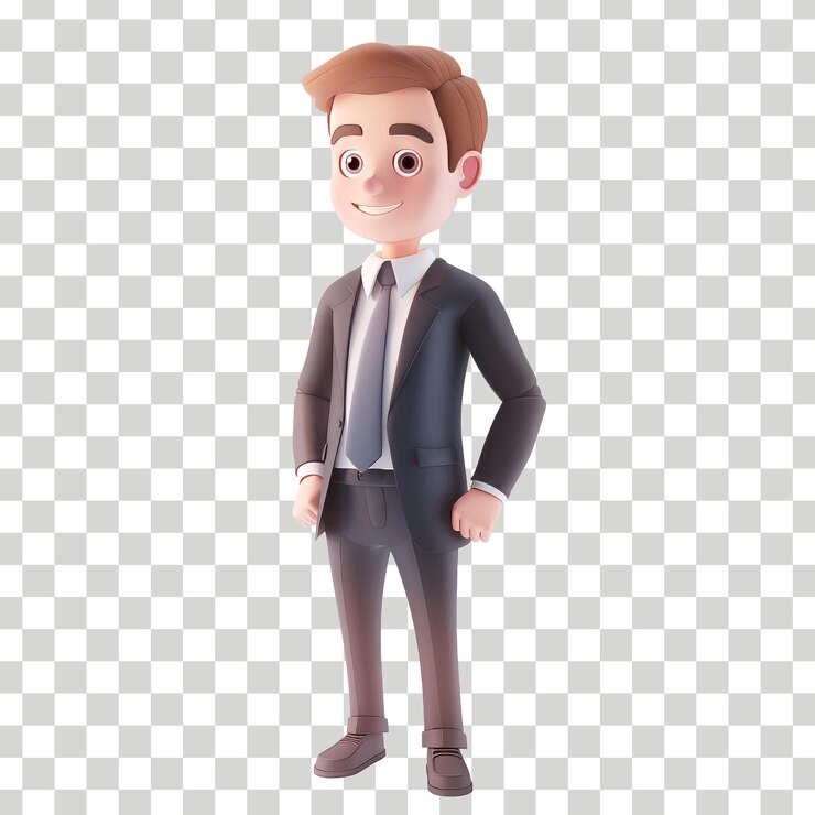 un hombre en un traje con una camisa y corbata de pie frente a un fondo blanco