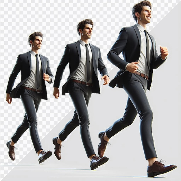 PSD un hombre en un traje y corbata está corriendo frente a una imagen de un hombre en el traje