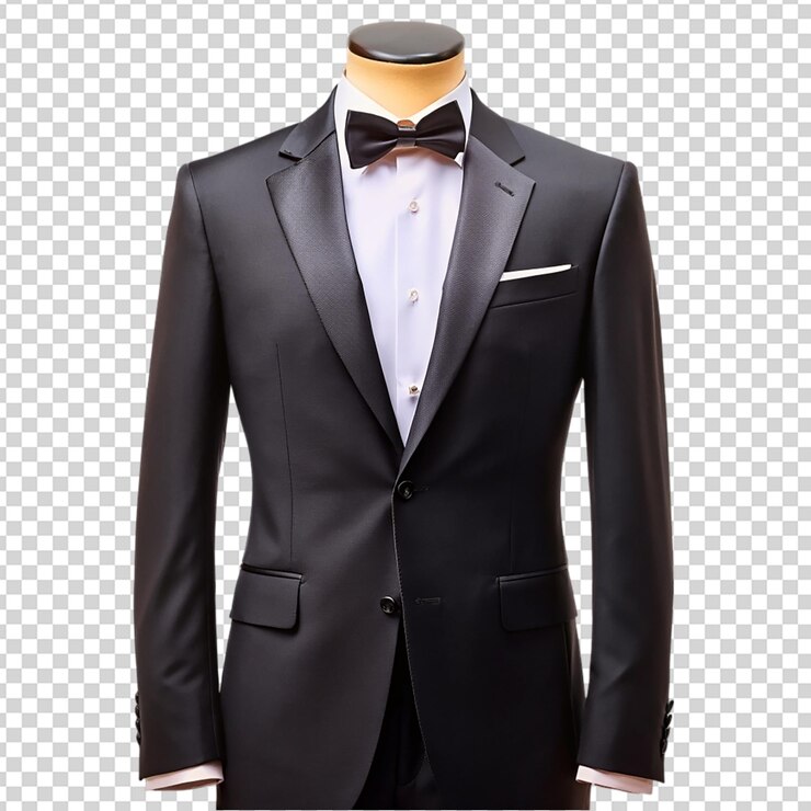 PSD hombre traje negro aislado sobre un fondo transparente
