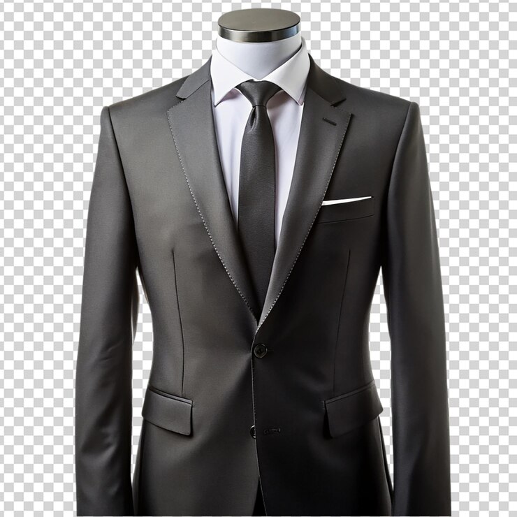 PSD hombre traje negro aislado sobre un fondo transparente