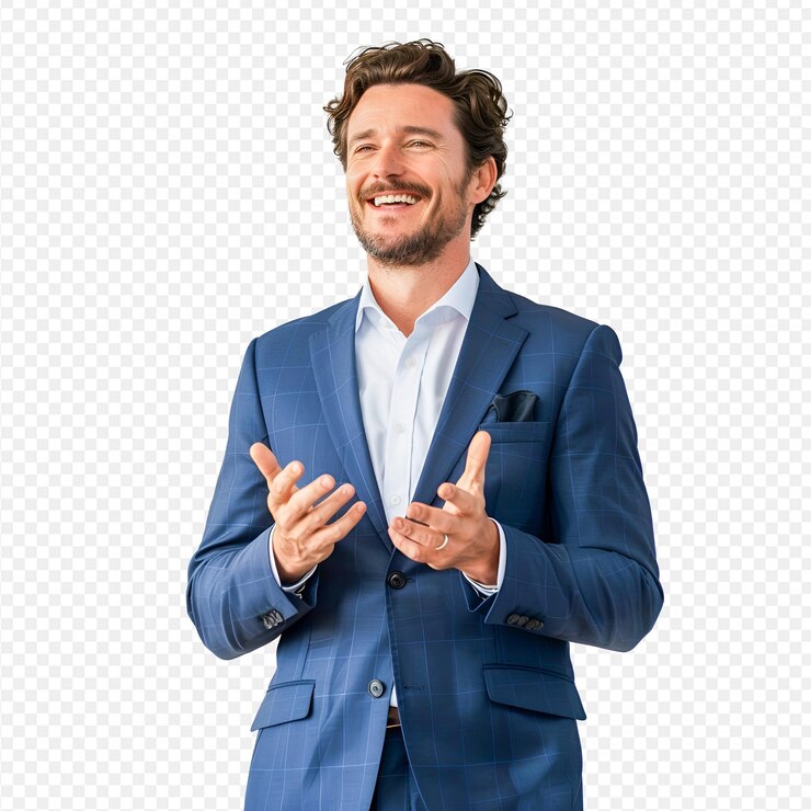 un hombre con un traje con la palabra en él
