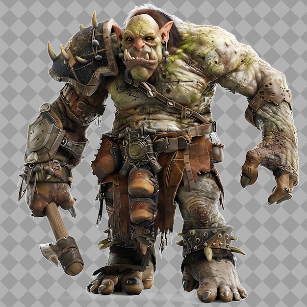 Hombre Troll Mundo de Warcraft Estilo Criatura con Masivo para Renderizado de Caracteres de Alta Calidad Aislado