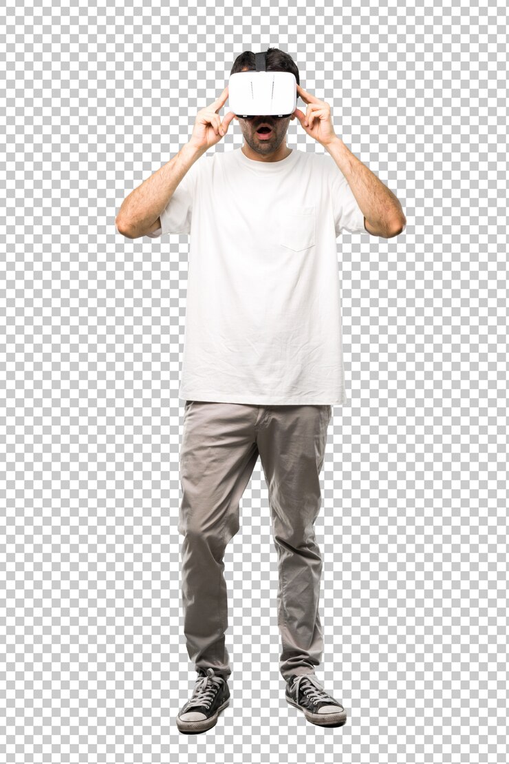 PSD hombre usando gafas vr