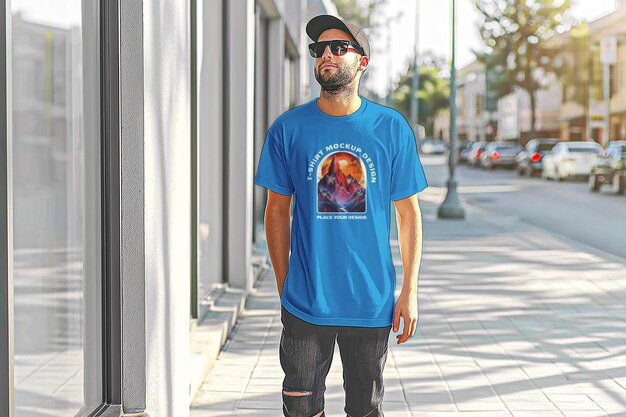 un hombre vestido con una camisa azul