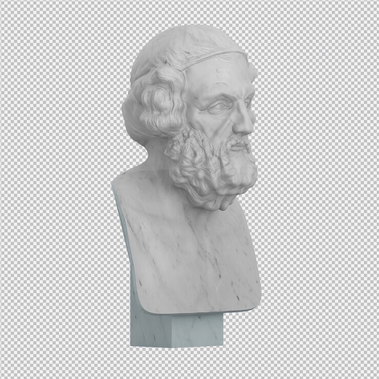 PSD el hombre viejo estatua 3d aislado render