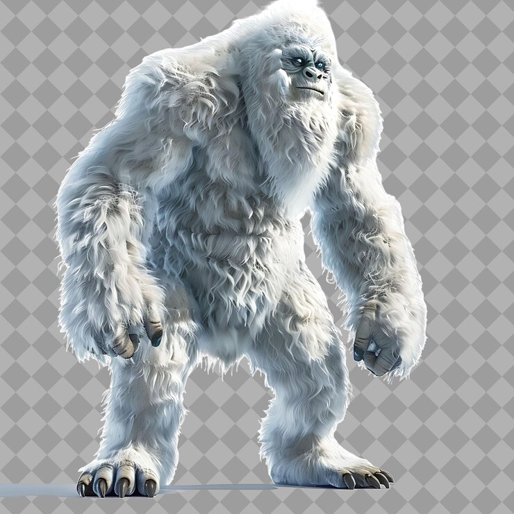 PSD hombre yeti abominable criatura de estilo hombre de nieve con forma peluda ilustración de personaje 3d aislado
