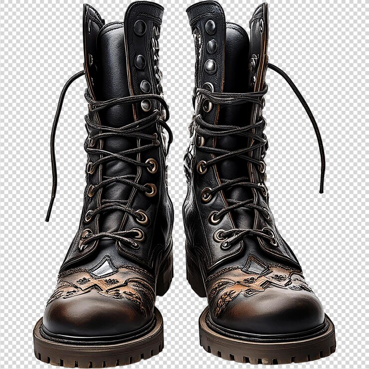 Hombres con botas negras en un fondo transparente