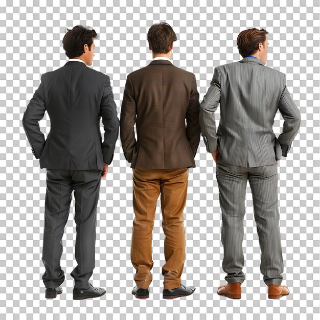 Hombres de negocios de la parte de atrás mirando algo