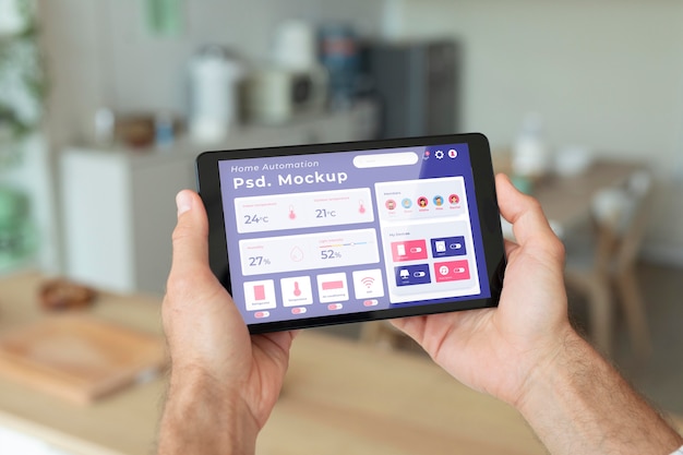 Home automation concept mockup with smartphone