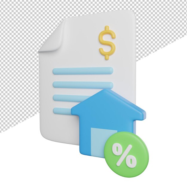 PSD home loan property seitenansicht 3d-rendering icon illustration auf transparentem hintergrund