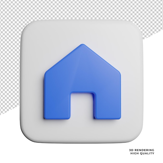 Home Sign Social Media vue de face icône illustration de rendu 3d sur fond transparent
