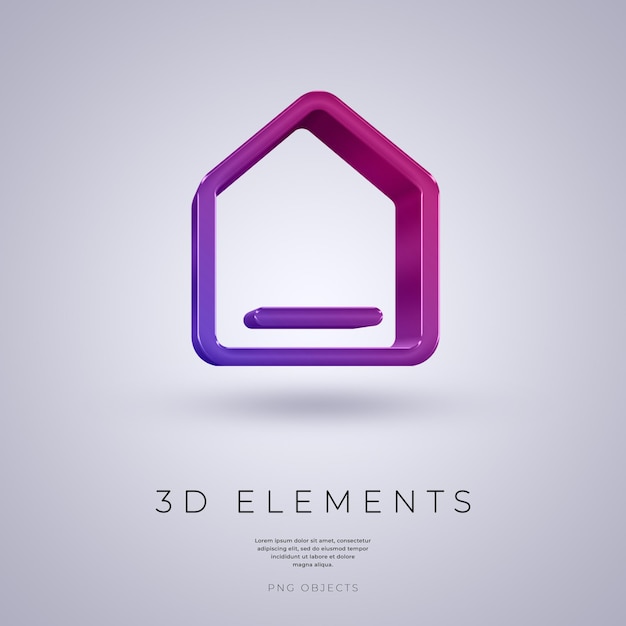 PSD home-symbol isoliert 3d-render-illustration