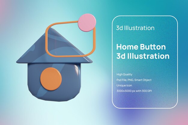 PSD home-taste mit 3d-illustrationsstil