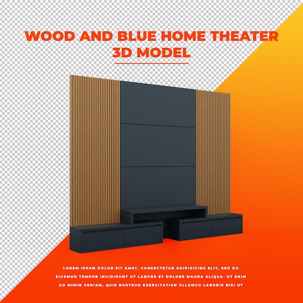 Home theater madeira e azul