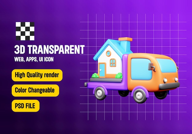 Home Transfer 3D Icon or Real State 3D Icon