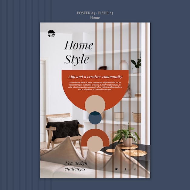 PSD home-vorlage im flachen design