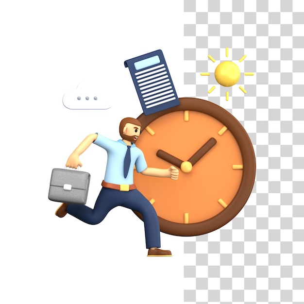 Homem 3D Despacha-te para o trabalho