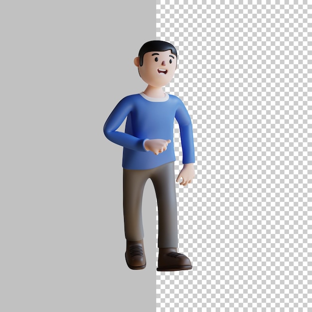 Homem andando enquanto sorria ilustração de personagem 3d