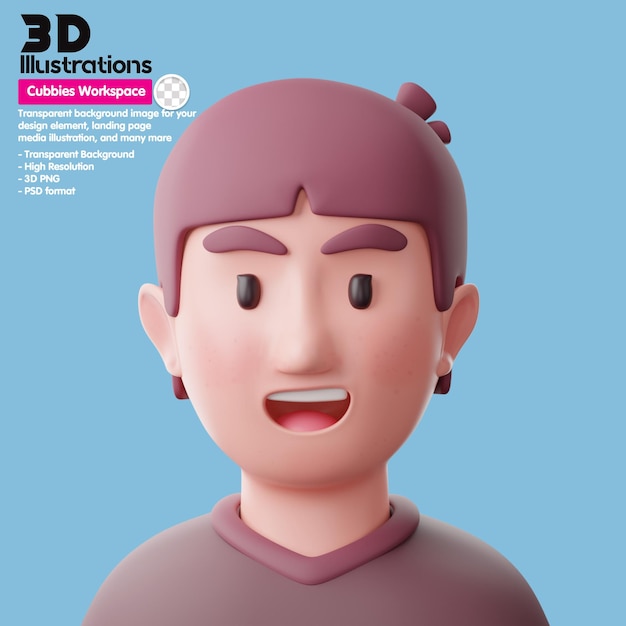 PSD homem asiático meta people 3d avatar