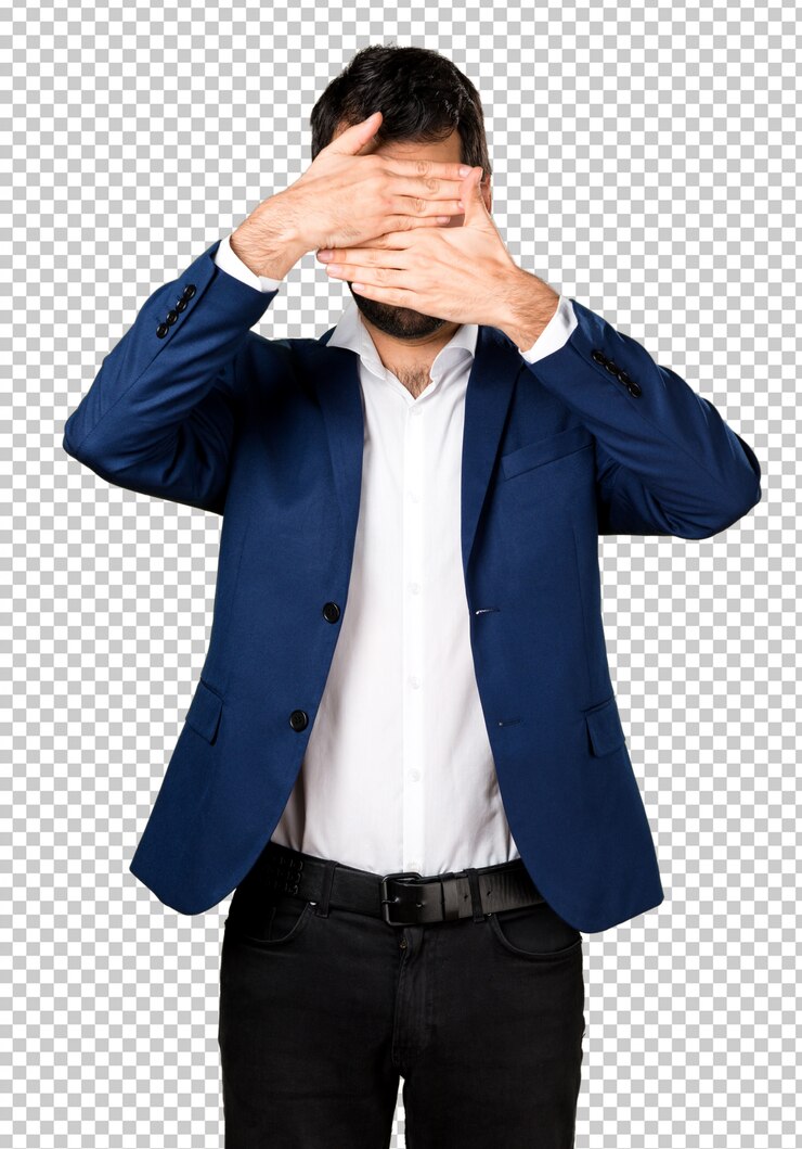 PSD homem bonito, cobrindo o rosto