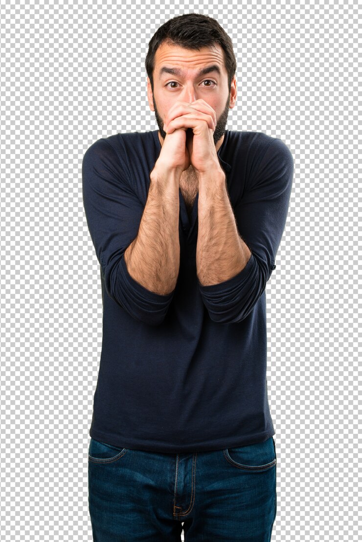 PSD homem bonito com barba pedindo