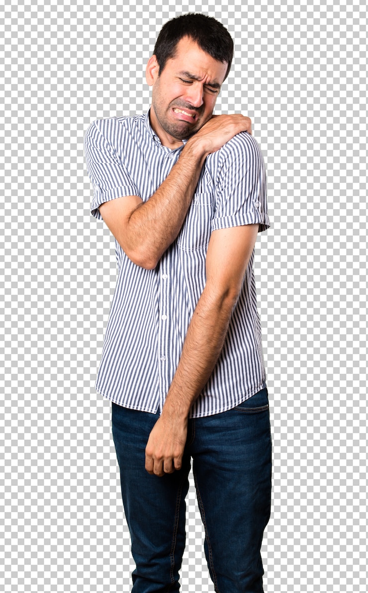 PSD homem bonito com dor no ombro