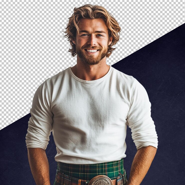 PSD homem bonito de kilt