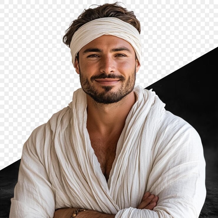 PSD homem bonito de túnica branca