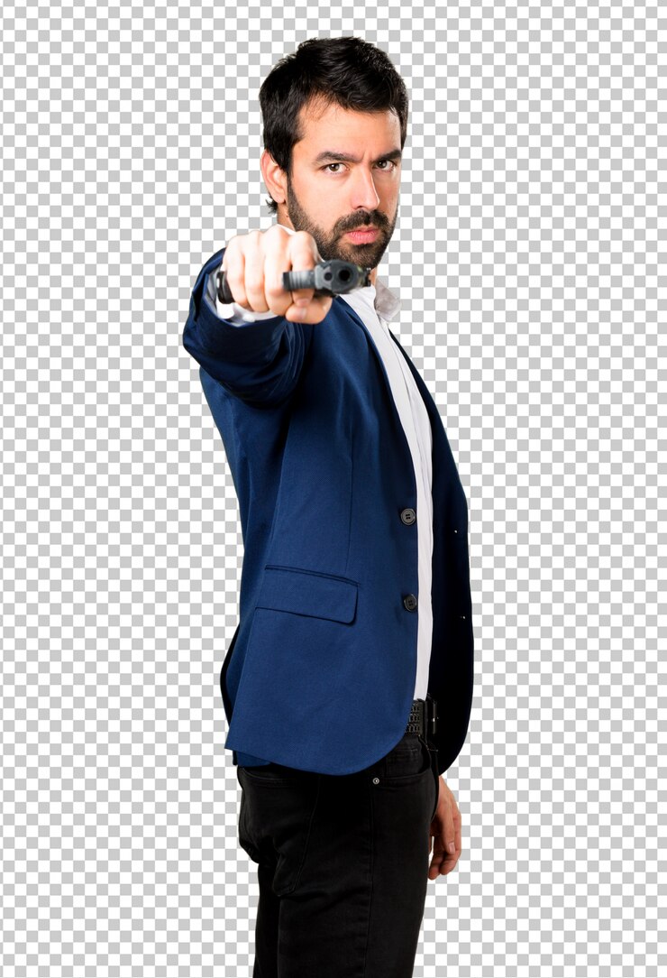 PSD homem bonito, segurando uma pistola