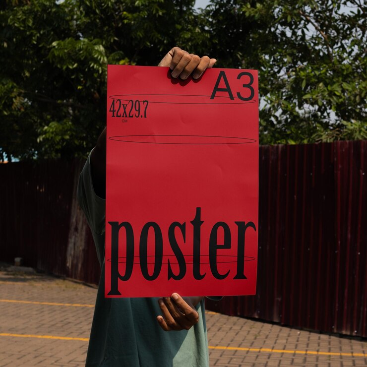 PSD homem com papel a3 modelo psd editável