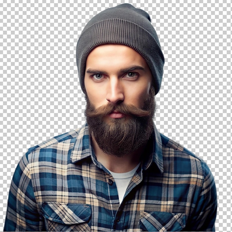 PSD homem de barba em fundo transparente