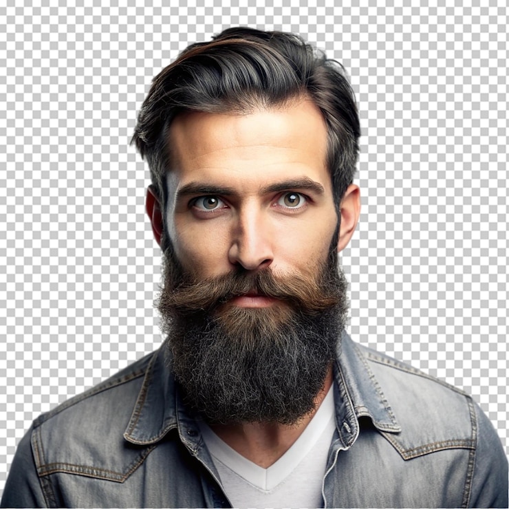 PSD homem de barba em fundo transparente