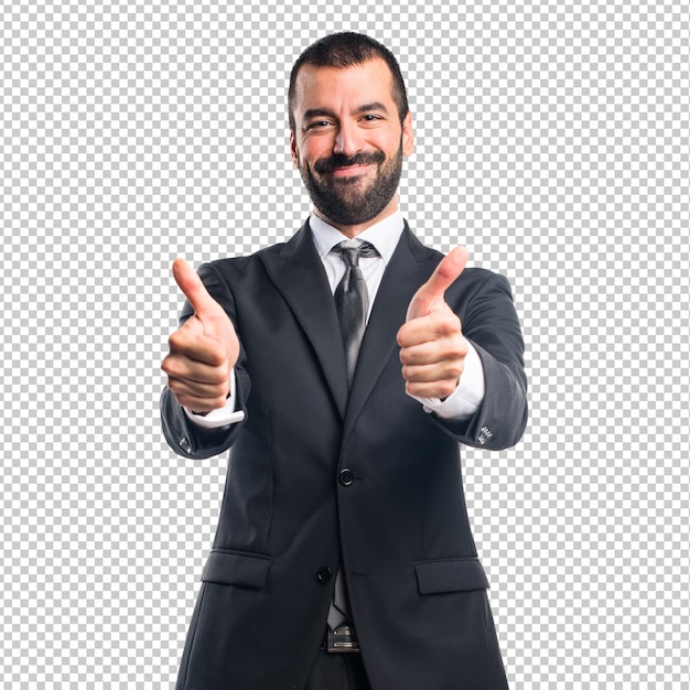 Homem de negócios com o polegar para cima