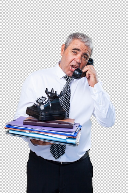 Homem de negócios maduros ocupado