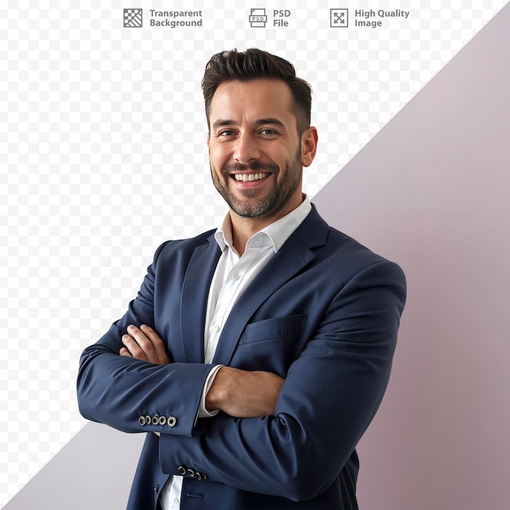 PSD homem de negócios retrato foto braço cruzar sem fundo png