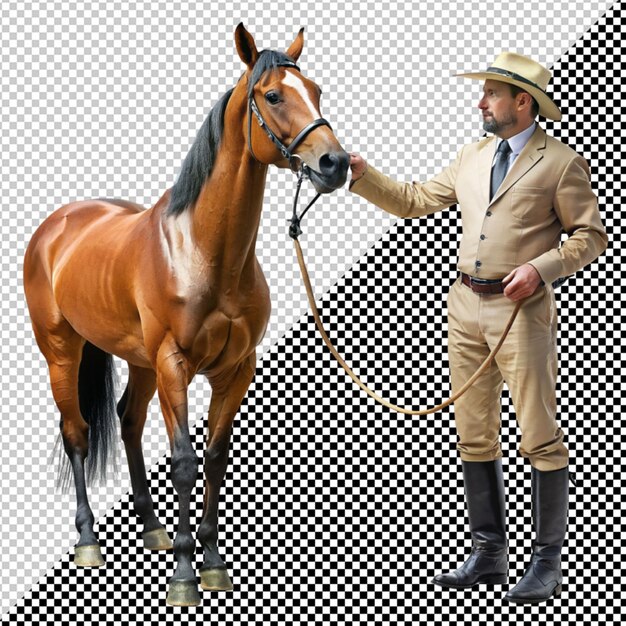 PSD homem e cavalo em fundo transparente