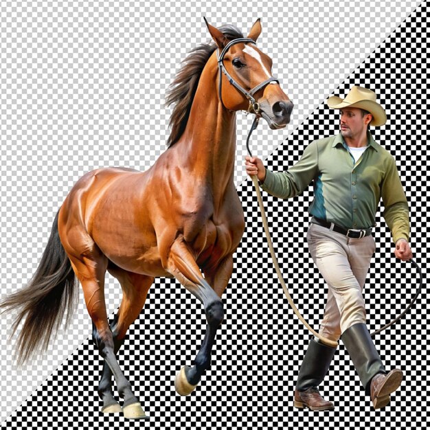 PSD homem e cavalo em fundo transparente