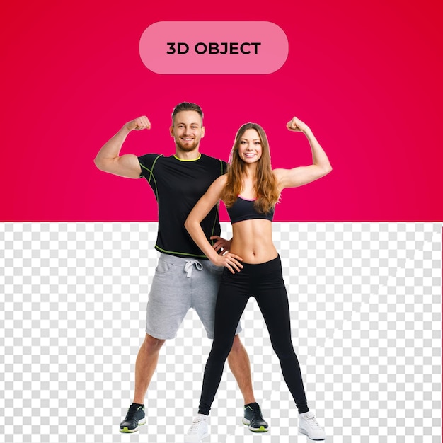 PSD homem e mulher mostrando bíceps png fundo transparente