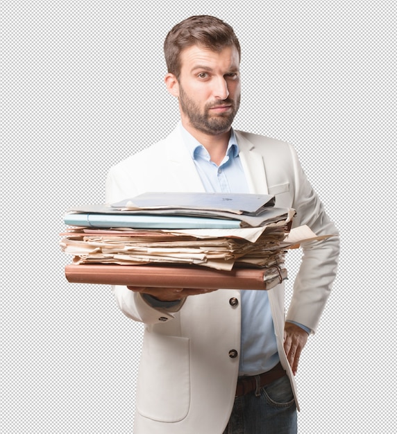 Homem elegante com arquivos