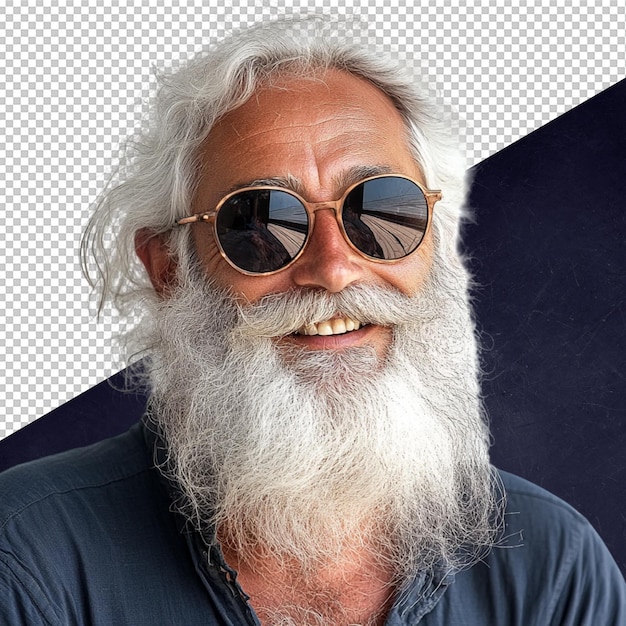 Homem idoso feliz com barba longa