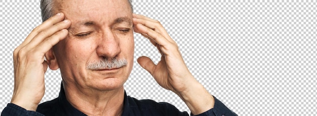 Homem idoso sofrendo de dor de cabeça