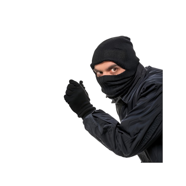 PSD homem mascarado de roupa preta