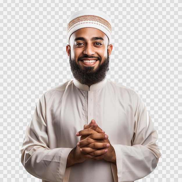 Homem muçulmano isolado em um fundo transparente